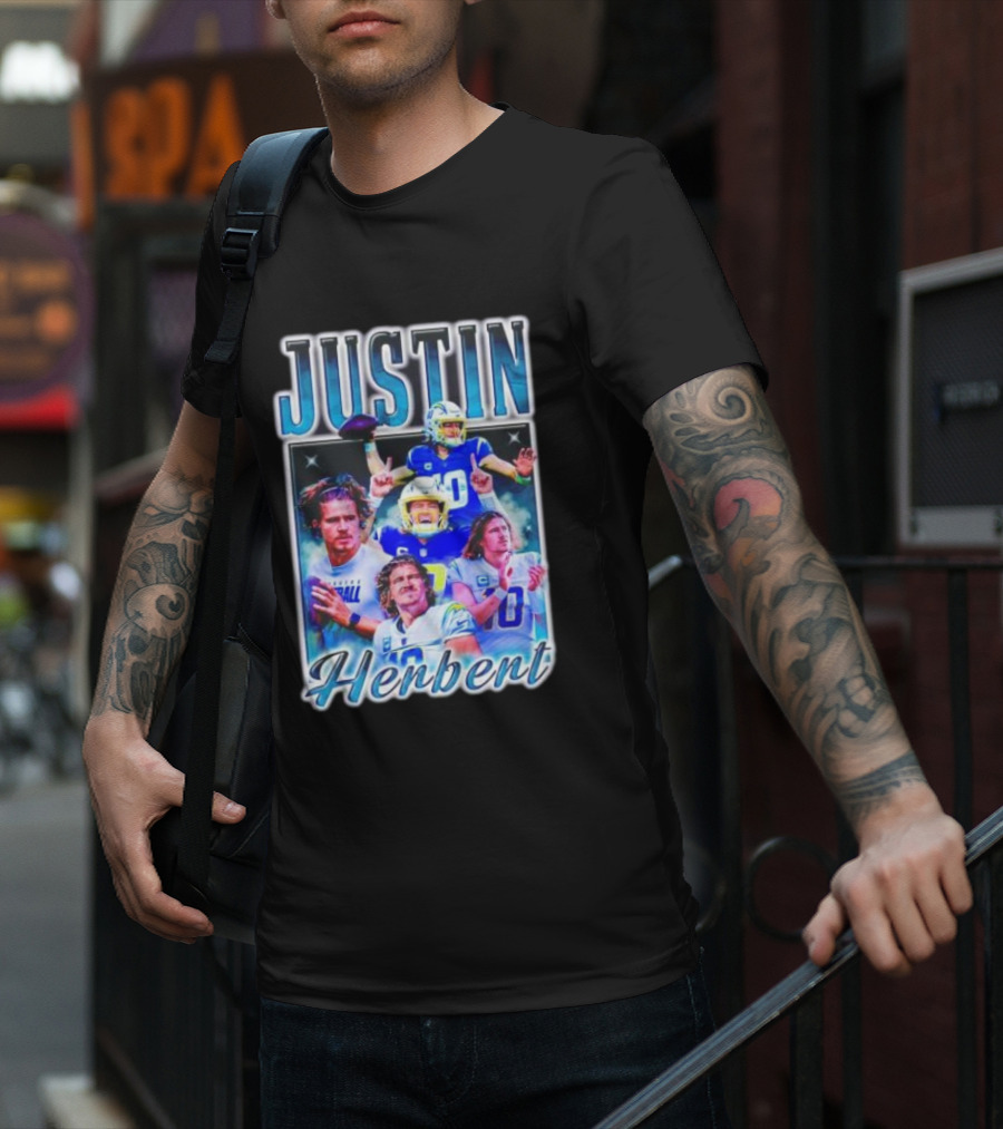 Justin Herbert Dynamic Football Moments Layered T-Shirt