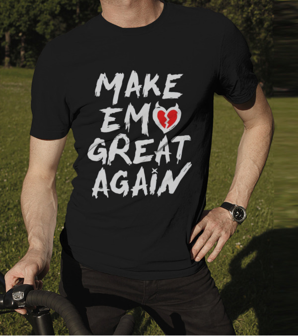 MAKE EMO GREAT AGAIN Broken Heart Devil Horns T-Shirt