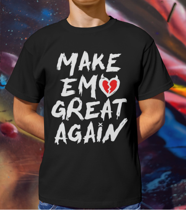 MAKE EMO GREAT AGAIN Broken Heart Devil Horns T-Shirt