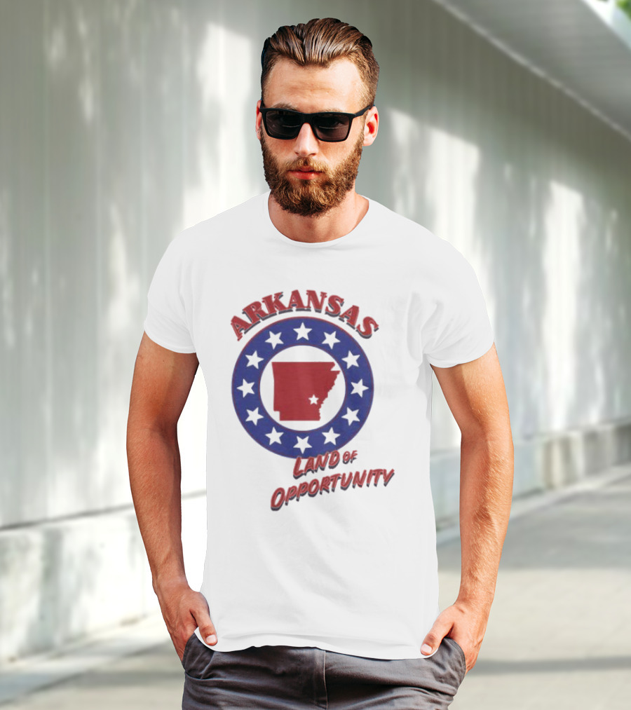 Arkansas Land Of Opportunity Red State Blue Star Circle T-Shirt
