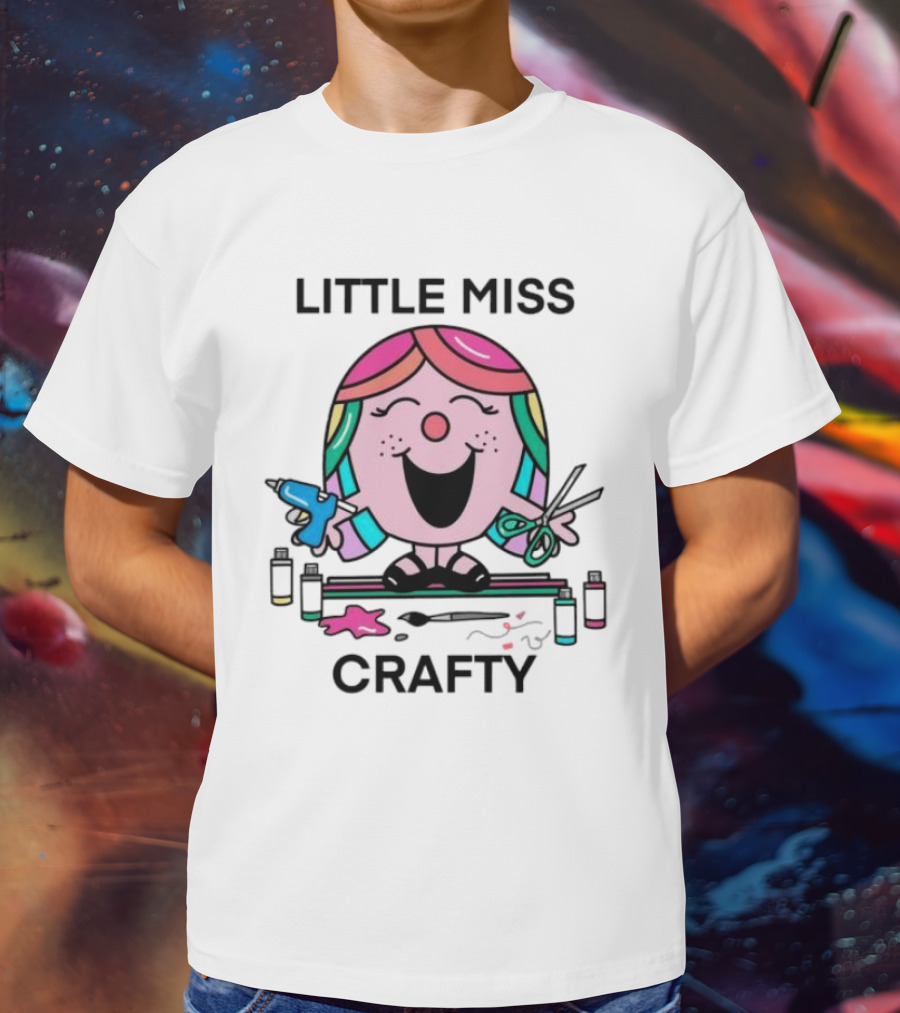 Little Miss Crafty Colorful Art Tools And Smiling Character T-Shirt