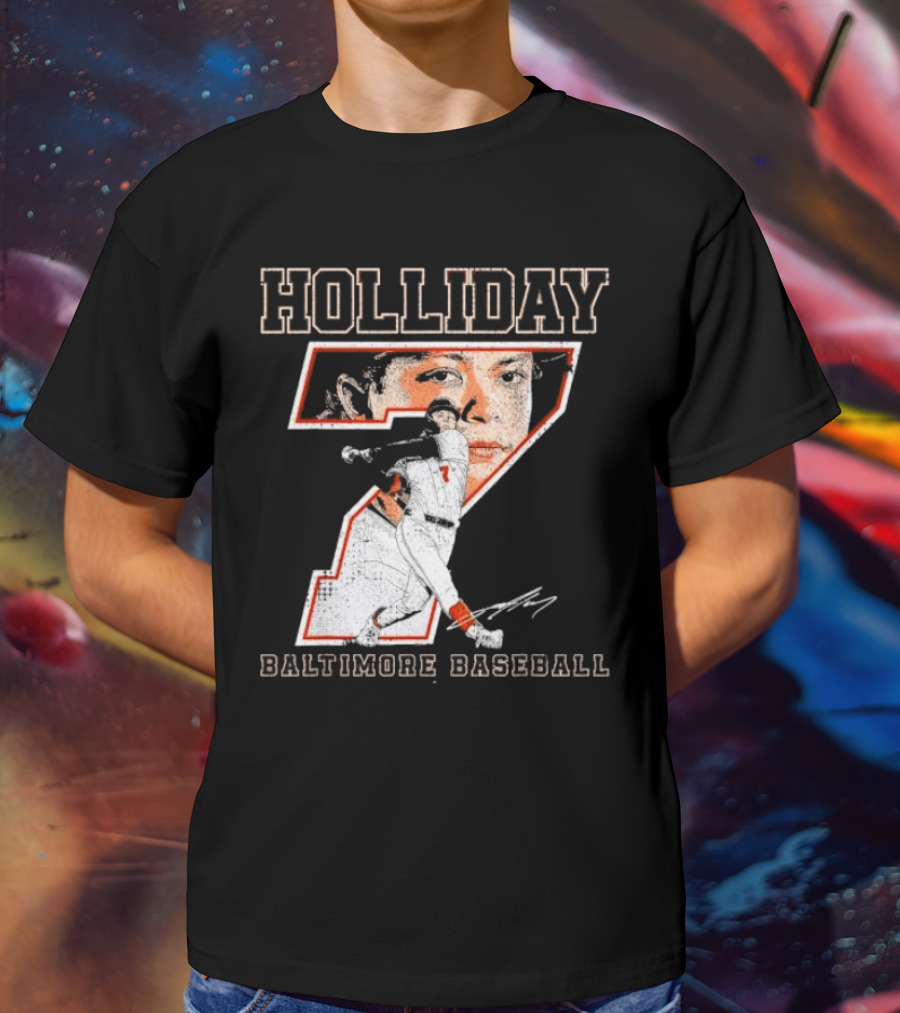Holliday Number 7 Baltimore Baseball Signature T-Shirt