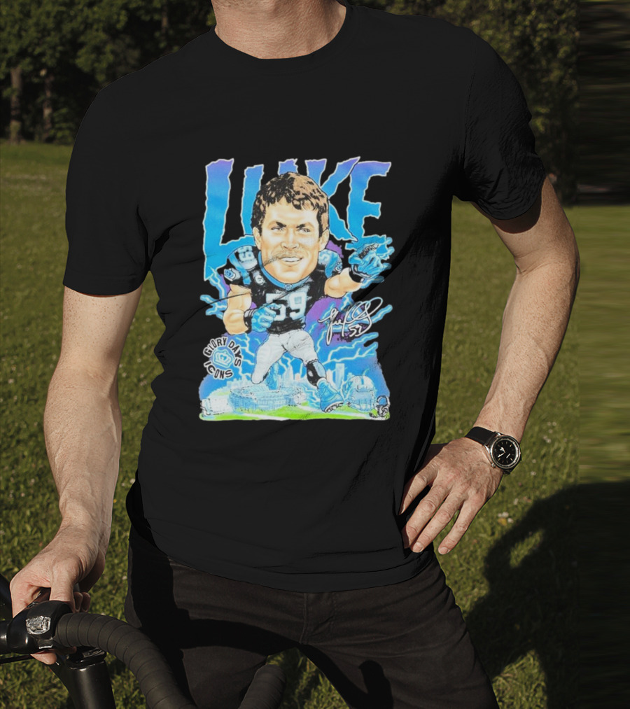 Luke Kuechly Carolina Panthers 59 Glory Days Icons Caricature T-Shirt