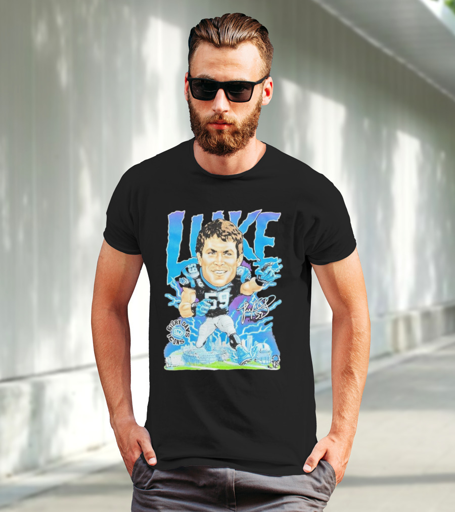 Luke Kuechly Carolina Panthers 59 Glory Days Icons Caricature T-Shirt