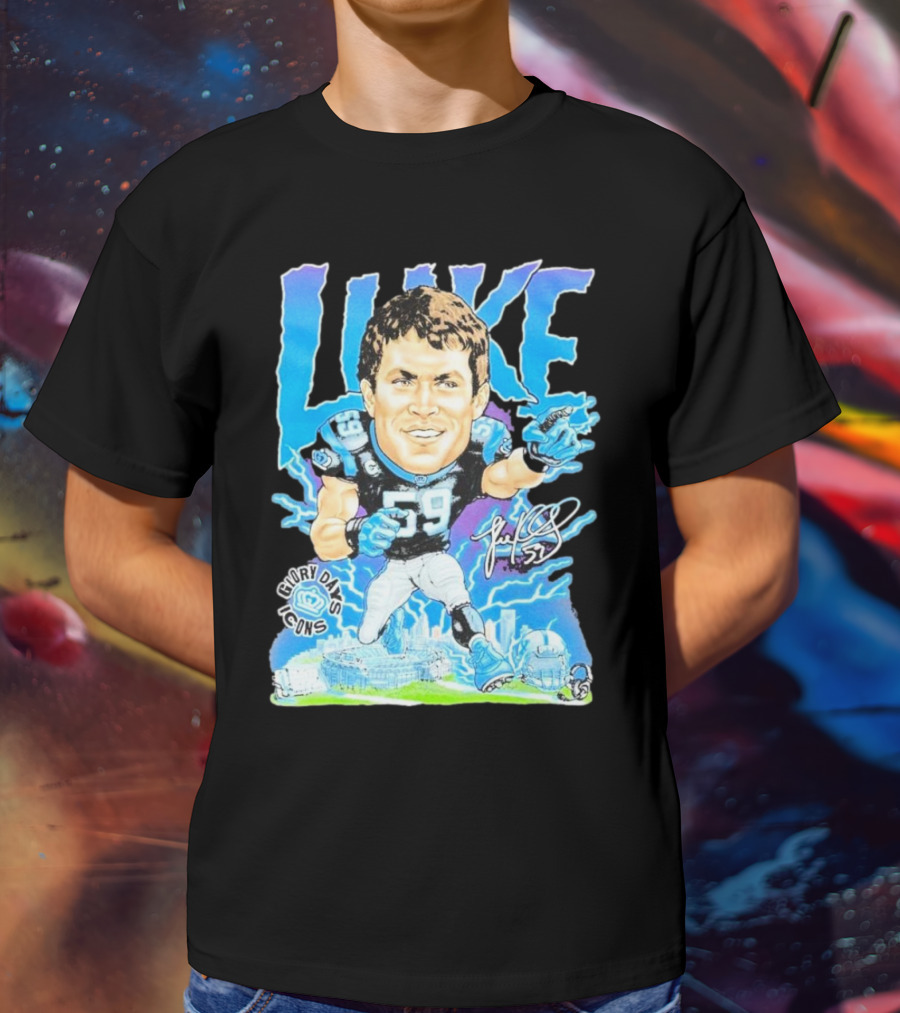 Luke Kuechly Carolina Panthers 59 Glory Days Icons Caricature T-Shirt