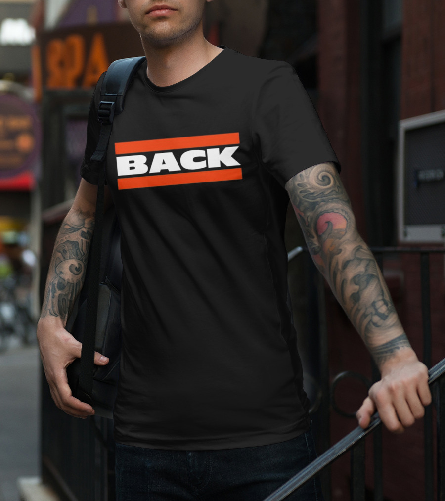 Chicago Bears Back Bold Text With Orange Stripes T-Shirt