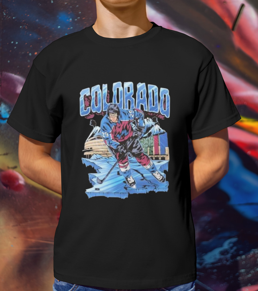 Colorado Avalanche Nathan MacKinnon Hockey 29 Ice Arena Colorado T-Shirt