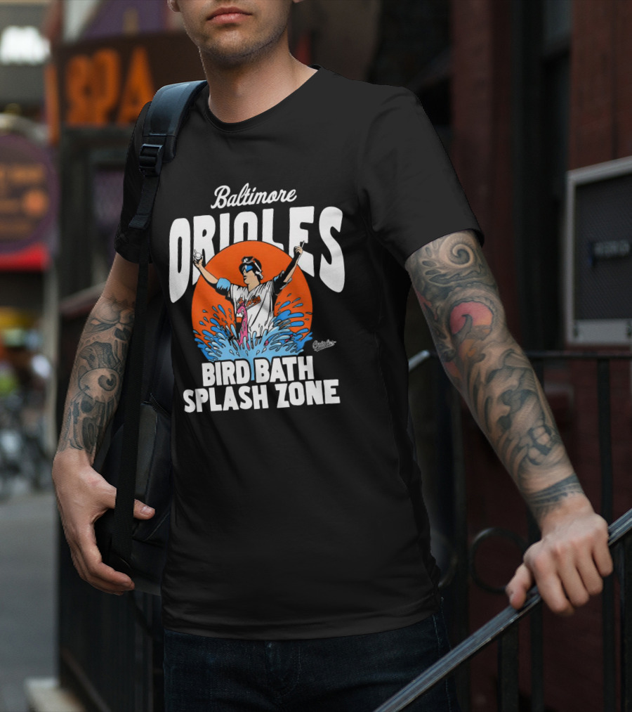 Baltimore Orioles Bird Bath Splash Zone Baseball T-Shirt
