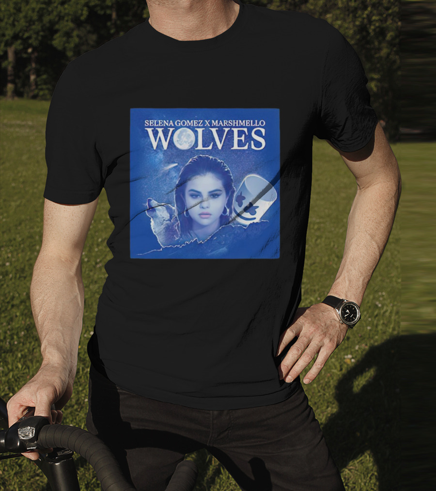 SELENA GOMEZ X MARSHMELLO WOLVES MOON WOLF FACE T-Shirt