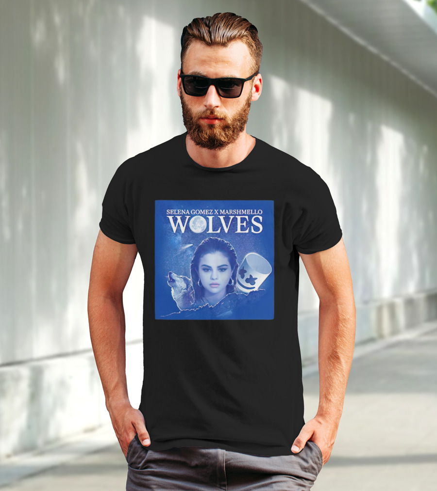 SELENA GOMEZ X MARSHMELLO WOLVES MOON WOLF FACE T-Shirt