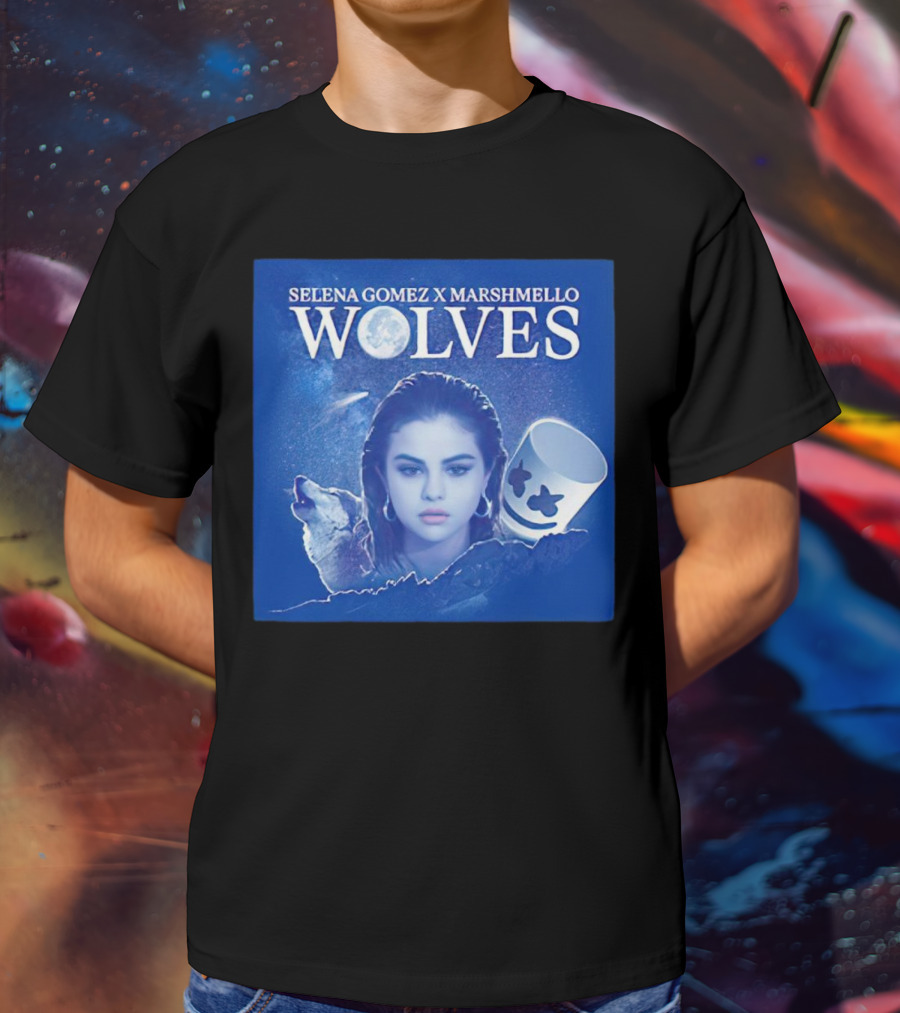 SELENA GOMEZ X MARSHMELLO WOLVES MOON WOLF FACE T-Shirt