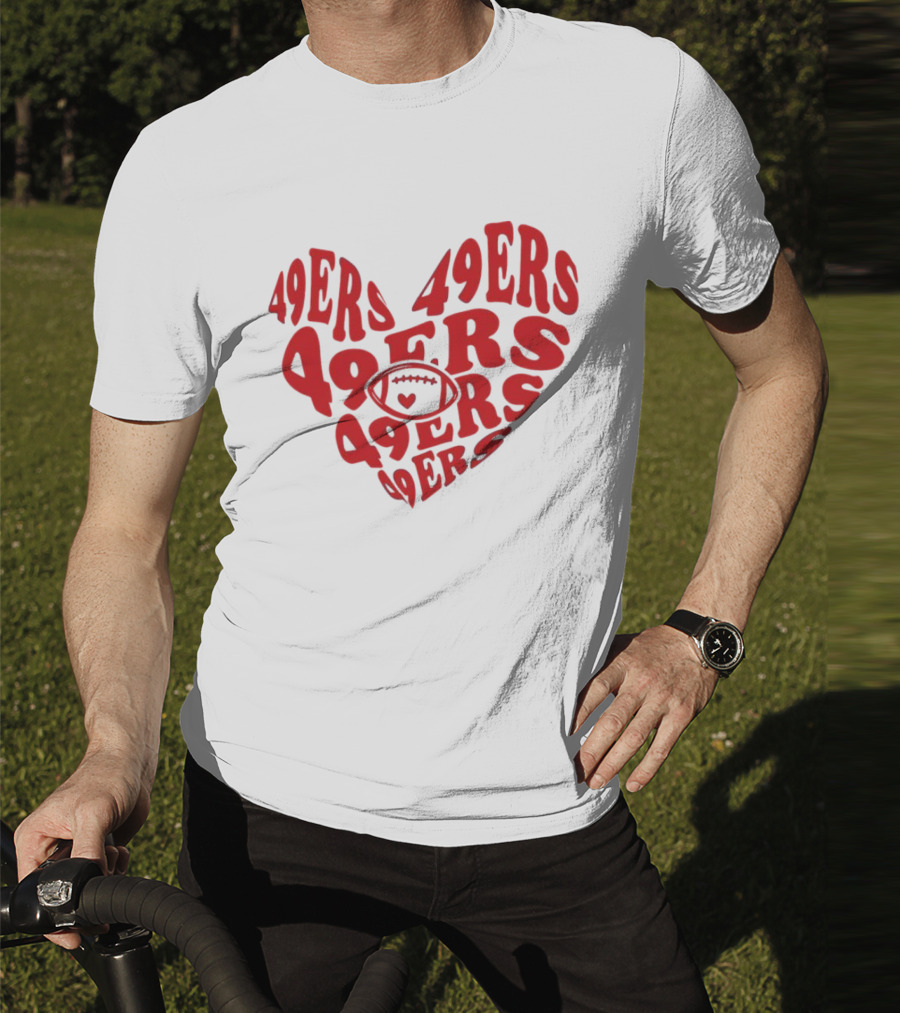 49ers Football Heart Typography T-Shirt