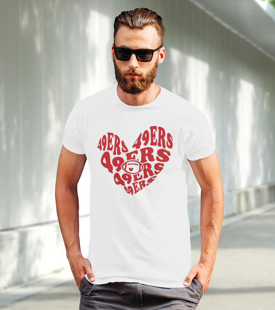 49ers Football Heart Typography T-Shirt