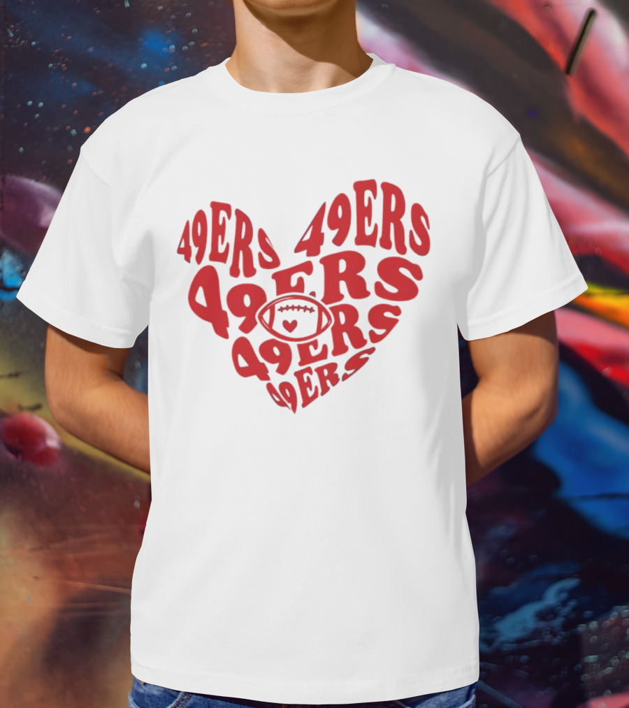 49ers Football Heart Typography T-Shirt
