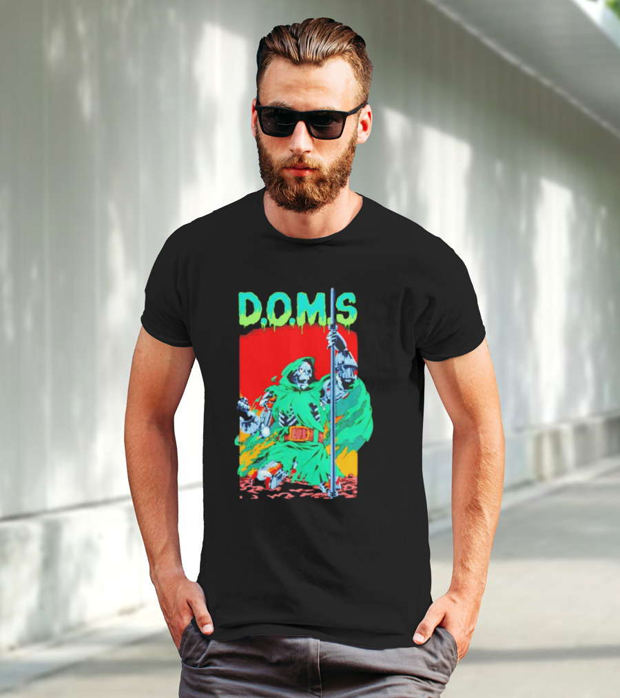 D.O.M.S Skeleton Warrior In Green Cloak Holding Staff T-Shirt