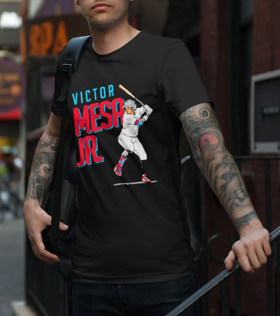 Victor Mesa Jr. Baseball Player With Bat And Colorful Socks T-Shirt