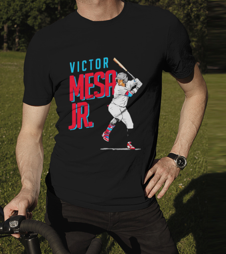 Victor Mesa Jr. Baseball Player With Bat And Colorful Socks T-Shirt