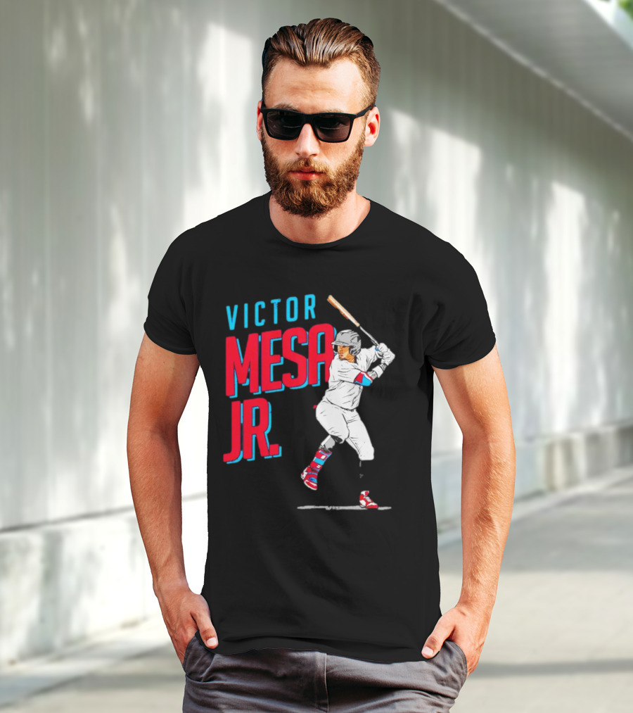 Victor Mesa Jr. Baseball Player With Bat And Colorful Socks T-Shirt