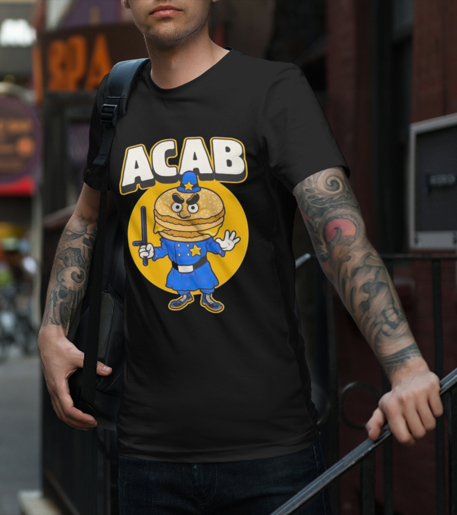 ACABurger Police Officer Burger Cartoon Character Iconic T-Shirt