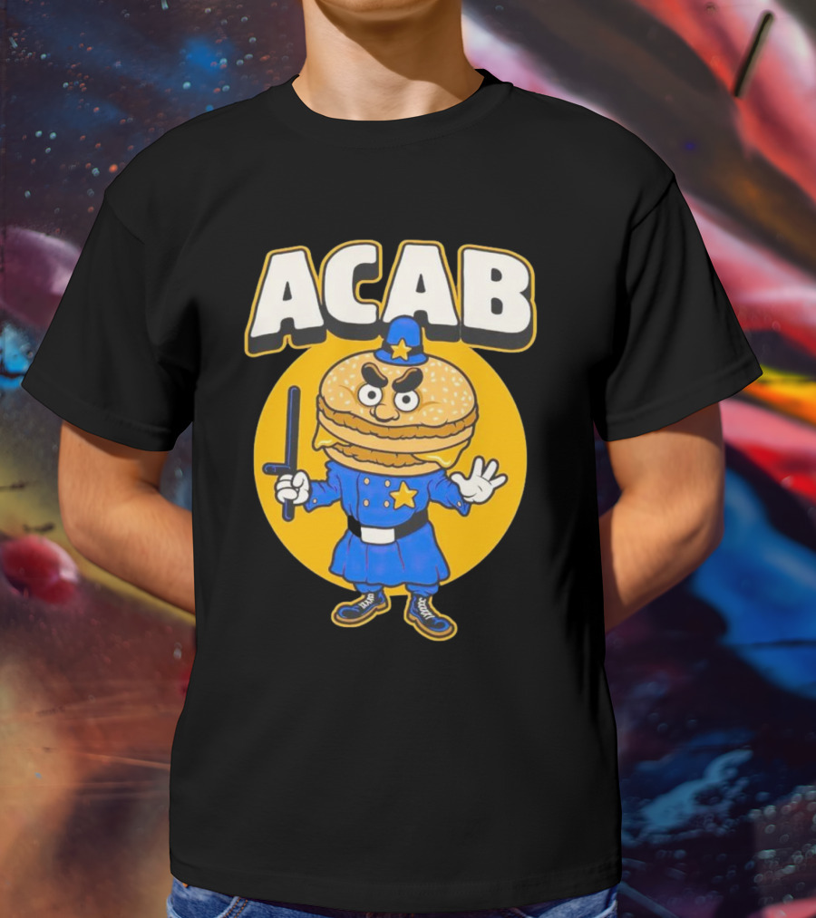 ACABurger Police Officer Burger Cartoon Character Iconic T-Shirt