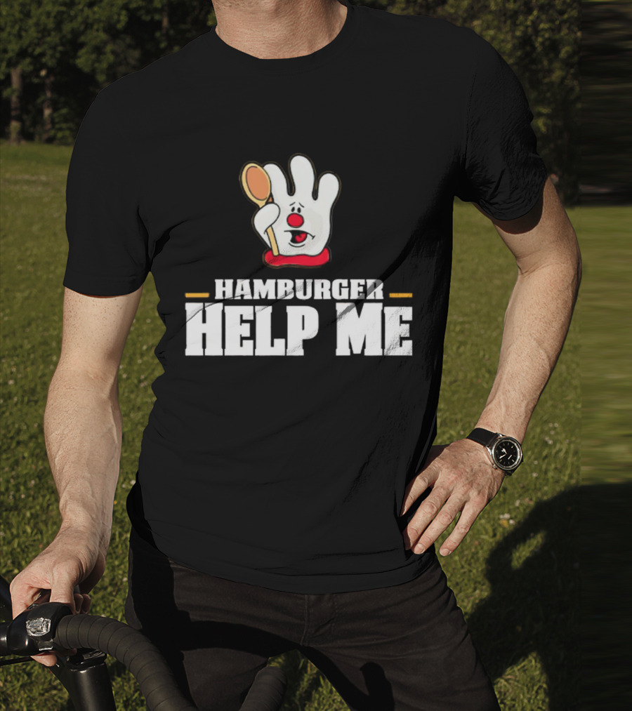 Hamburger Help Me Glove Holding Spoon Retro T-Shirt