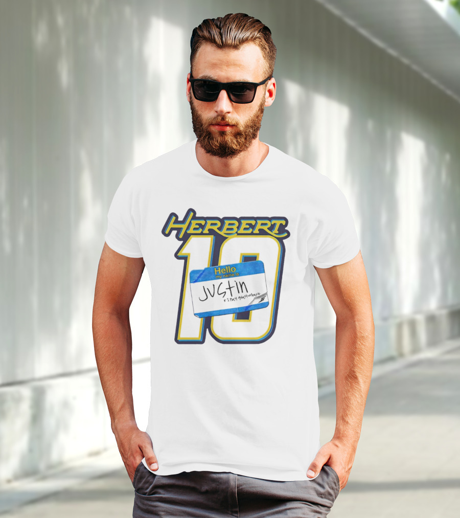 Herbert 10 Hello My Name Is Justin I Play Quarterback T-Shirt