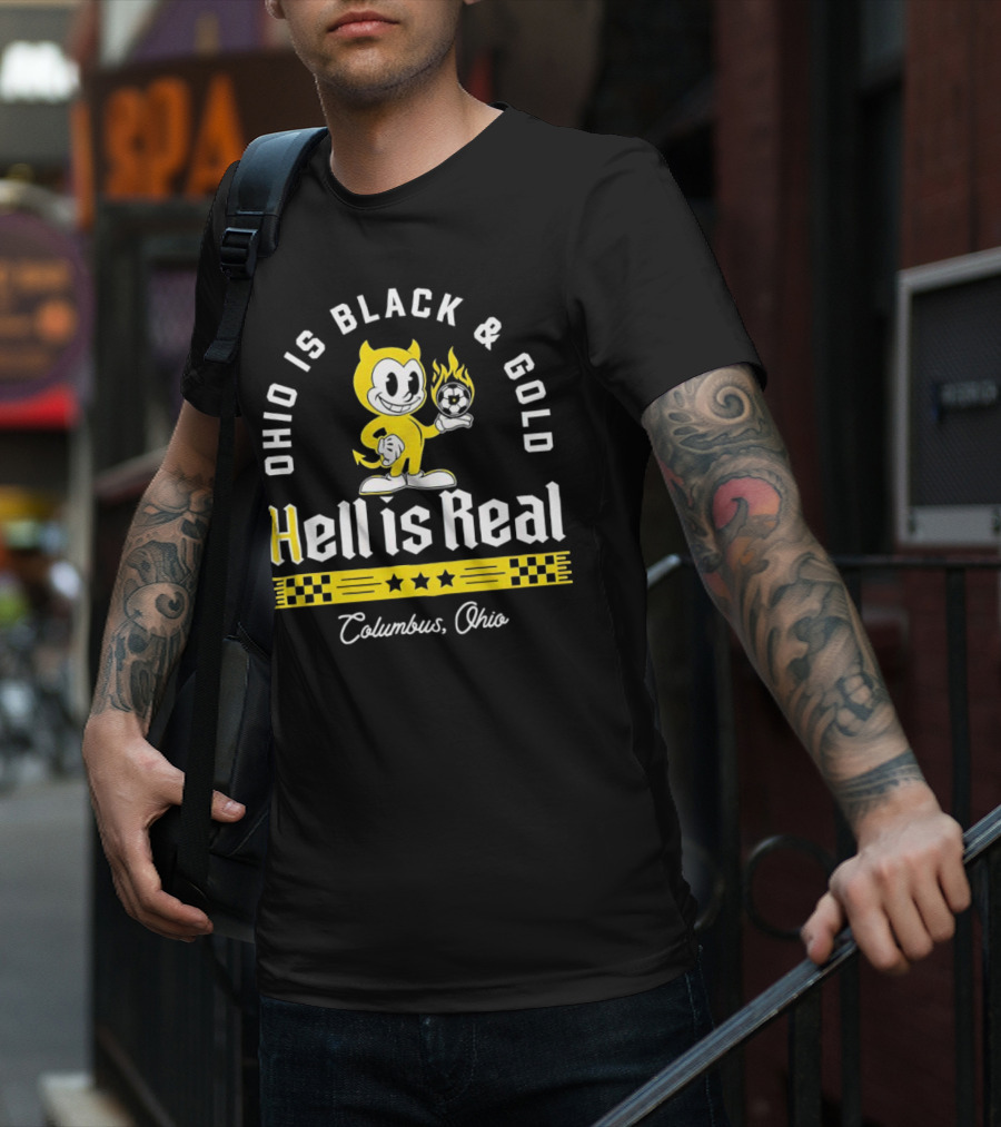 Ohio Is Black And Gold Hell Is Real Columbus Soccer Devil T-Shirt