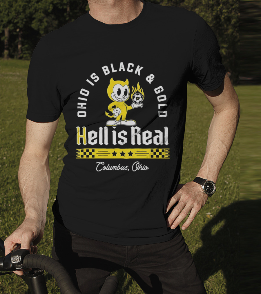 Ohio Is Black And Gold Hell Is Real Columbus Soccer Devil T-Shirt