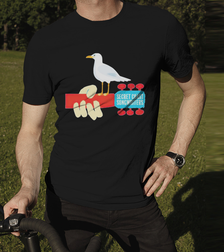 Secret Coast Songwriters Seagull On Red Guitar Neck T-Shirt