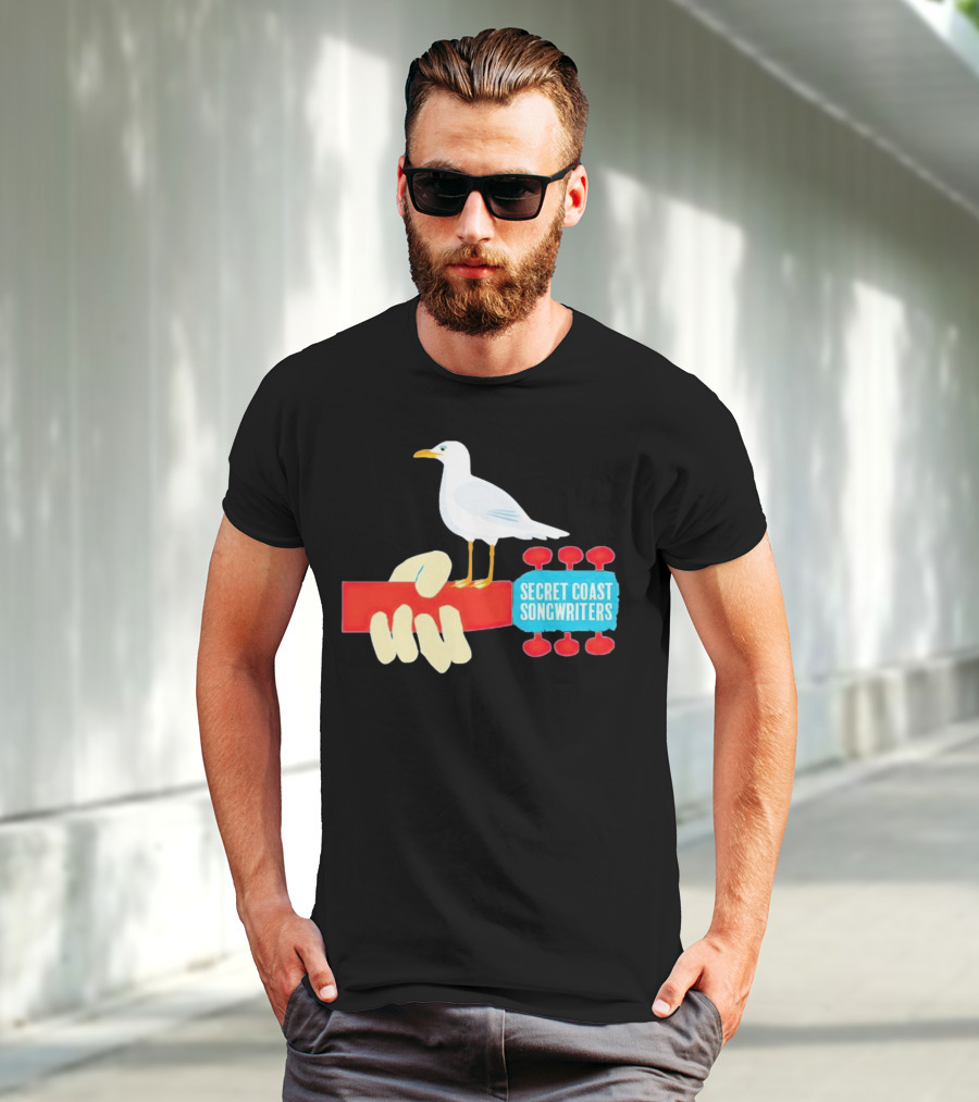 Secret Coast Songwriters Seagull On Red Guitar Neck T-Shirt
