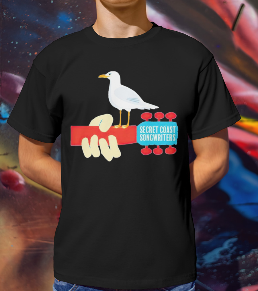 Secret Coast Songwriters Seagull On Red Guitar Neck T-Shirt