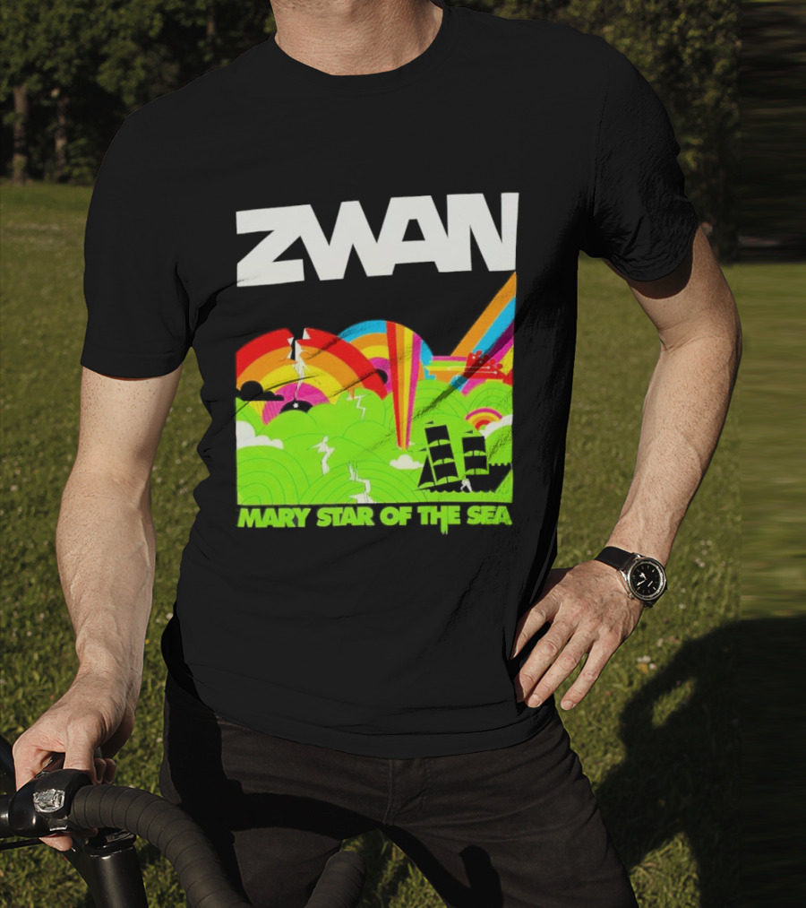 Zwan Mary Star Of The Sea Rainbow Waves Sailboat T-Shirt