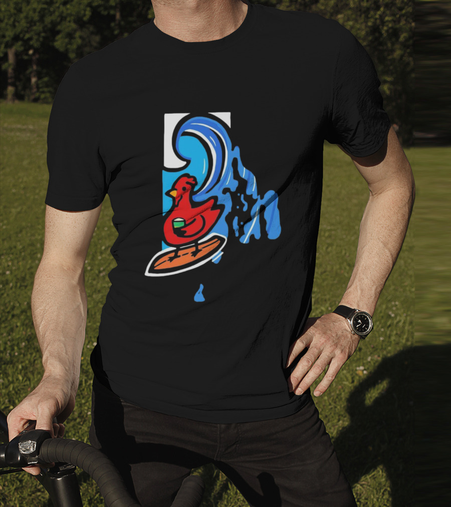 Rhode Island Surfing Chicken With Wave T-Shirt