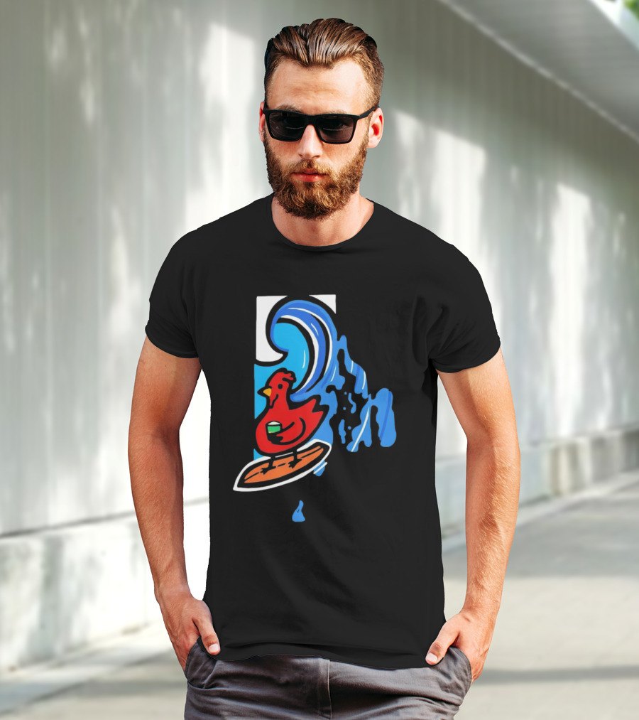 Rhode Island Surfing Chicken With Wave T-Shirt