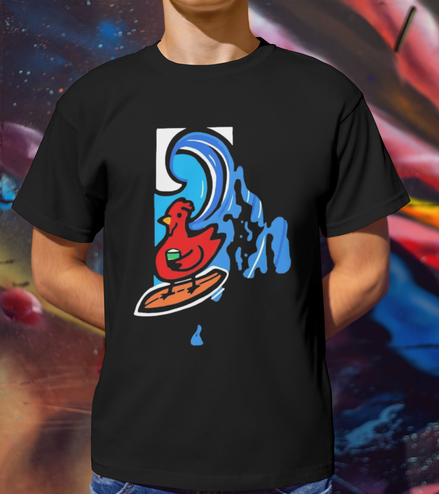 Rhode Island Surfing Chicken With Wave T-Shirt