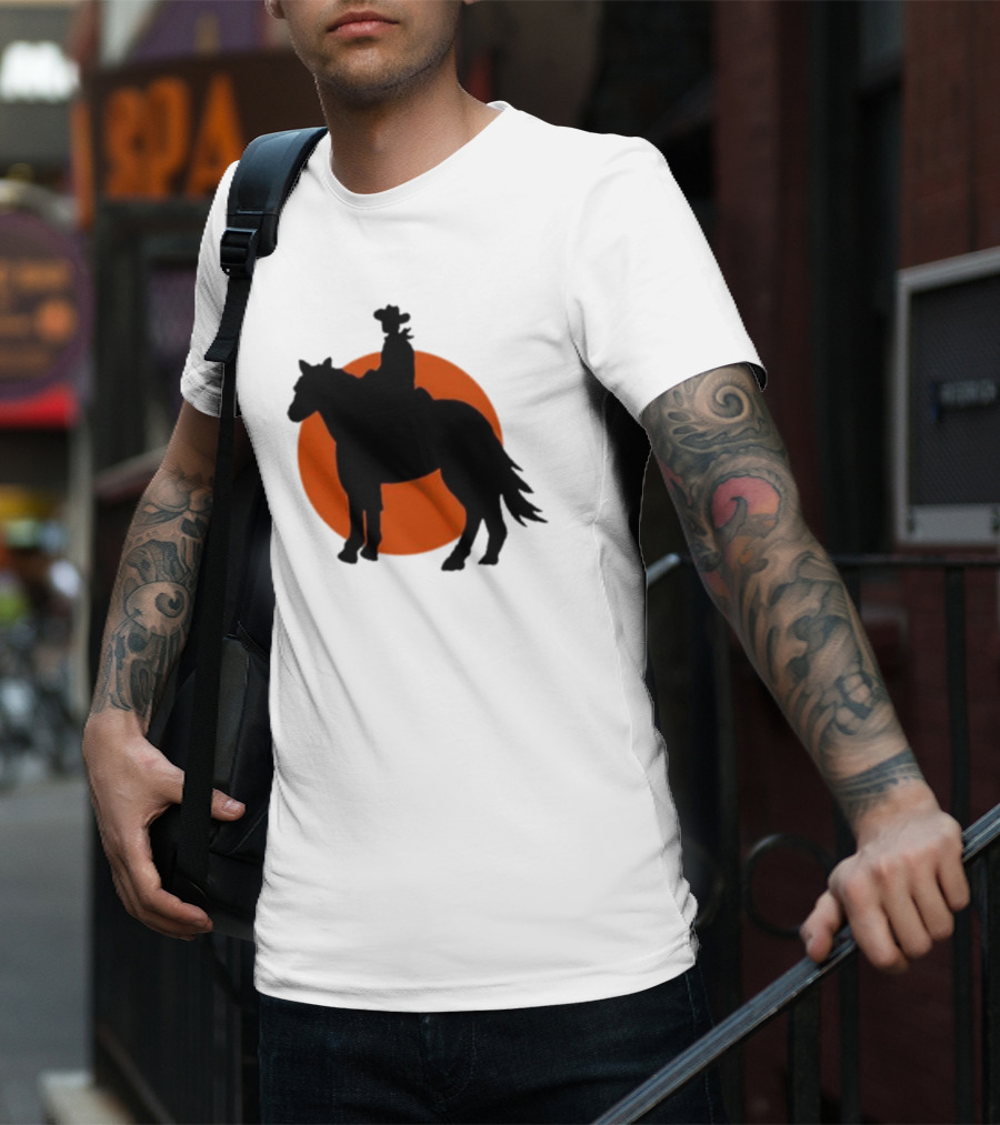 Alex Cowboy Bargain Silhouette Against Sunset T-Shirt