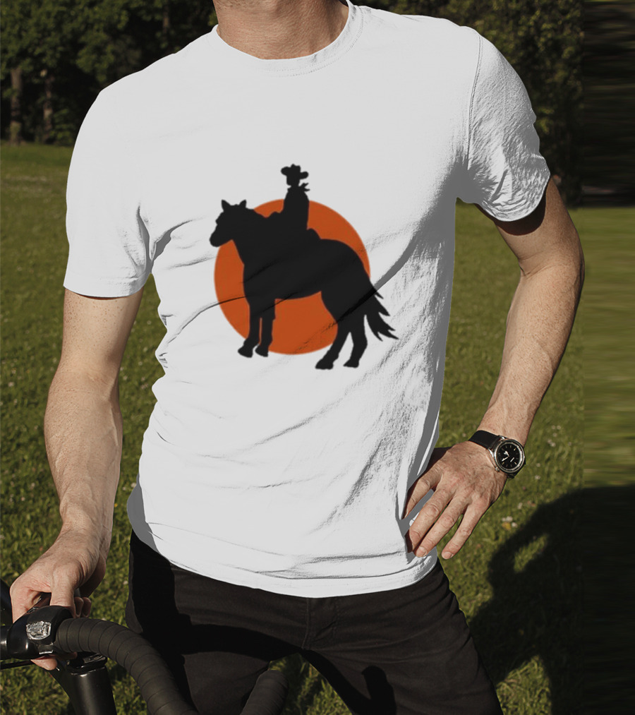 Alex Cowboy Bargain Silhouette Against Sunset T-Shirt