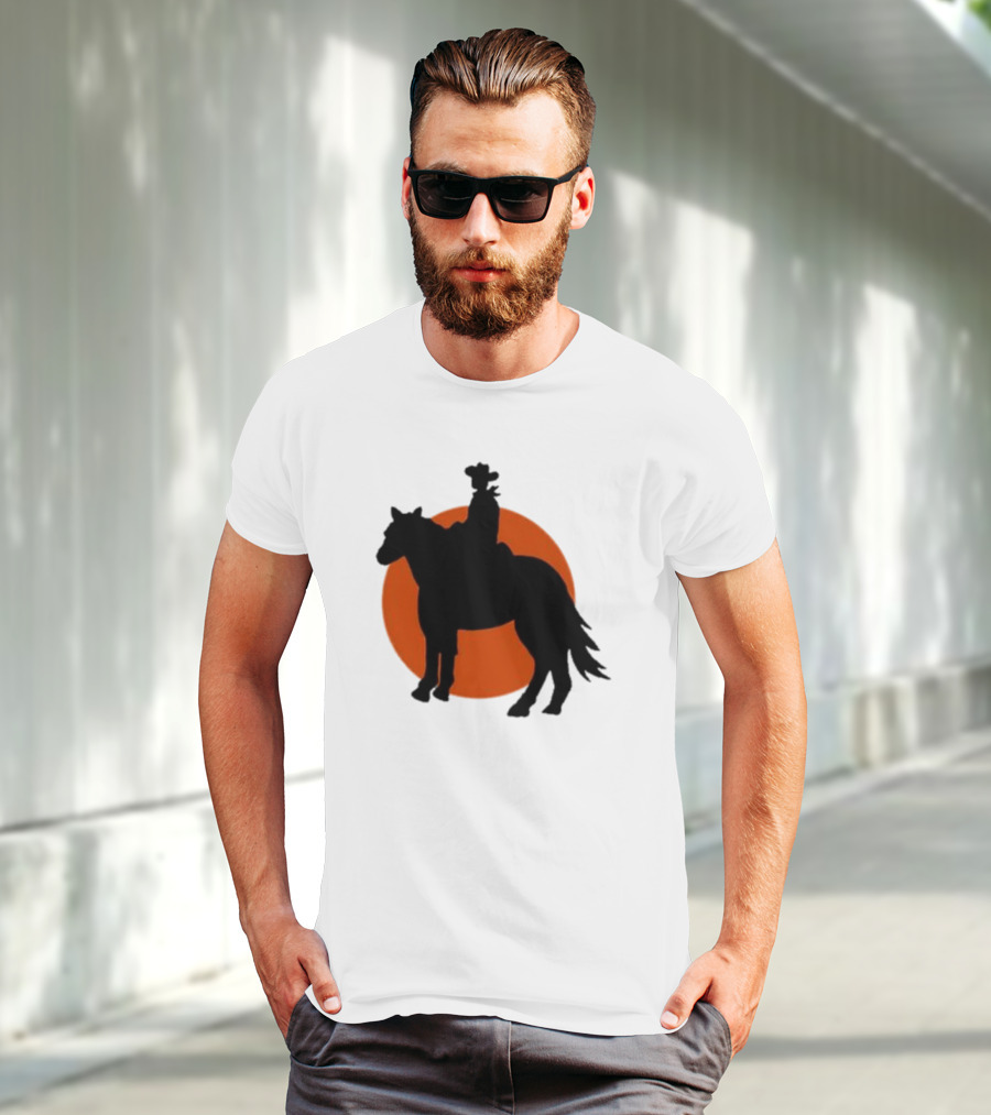 Alex Cowboy Bargain Silhouette Against Sunset T-Shirt