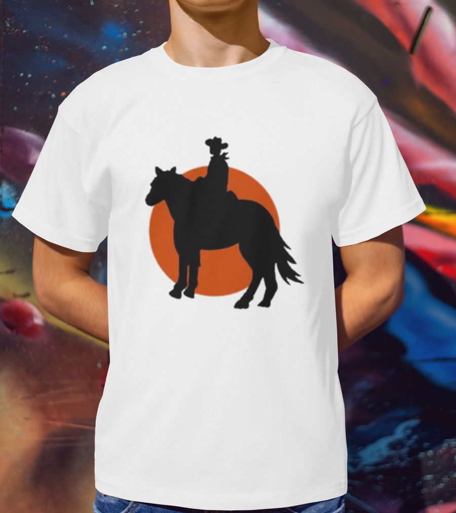 Alex Cowboy Bargain Silhouette Against Sunset T-Shirt
