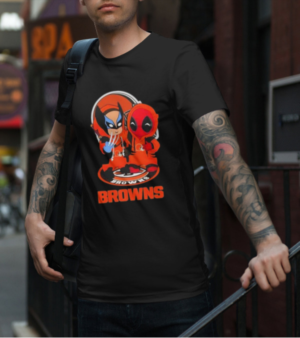 Cleveland Browns Marvel Wolverine Deadpool Browns Fans T-Shirt