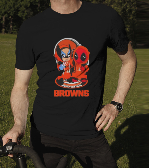 Cleveland Browns Marvel Wolverine Deadpool Browns Fans T-Shirt