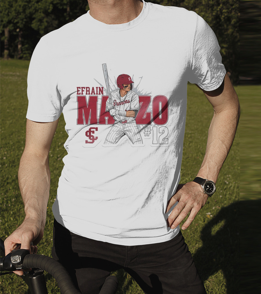 Efrain Manzo SCU Broncos Baseball #12 T-Shirt