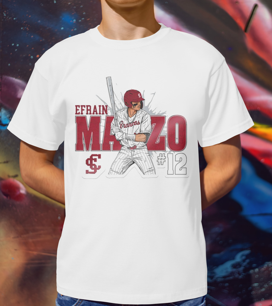 Efrain Manzo SCU Broncos Baseball #12 T-Shirt