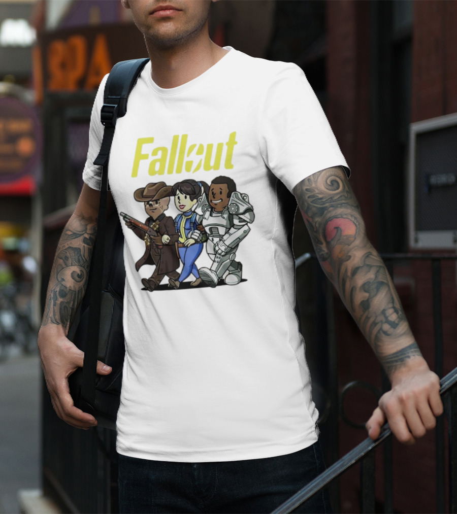 Fallout Cartoon Trio Vault Dweller Adventurers T-Shirt