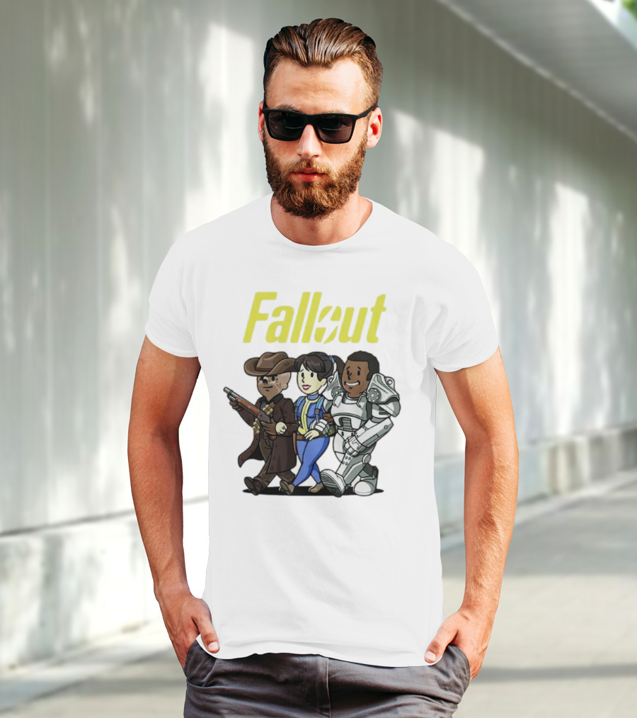 Fallout Cartoon Trio Vault Dweller Adventurers T-Shirt