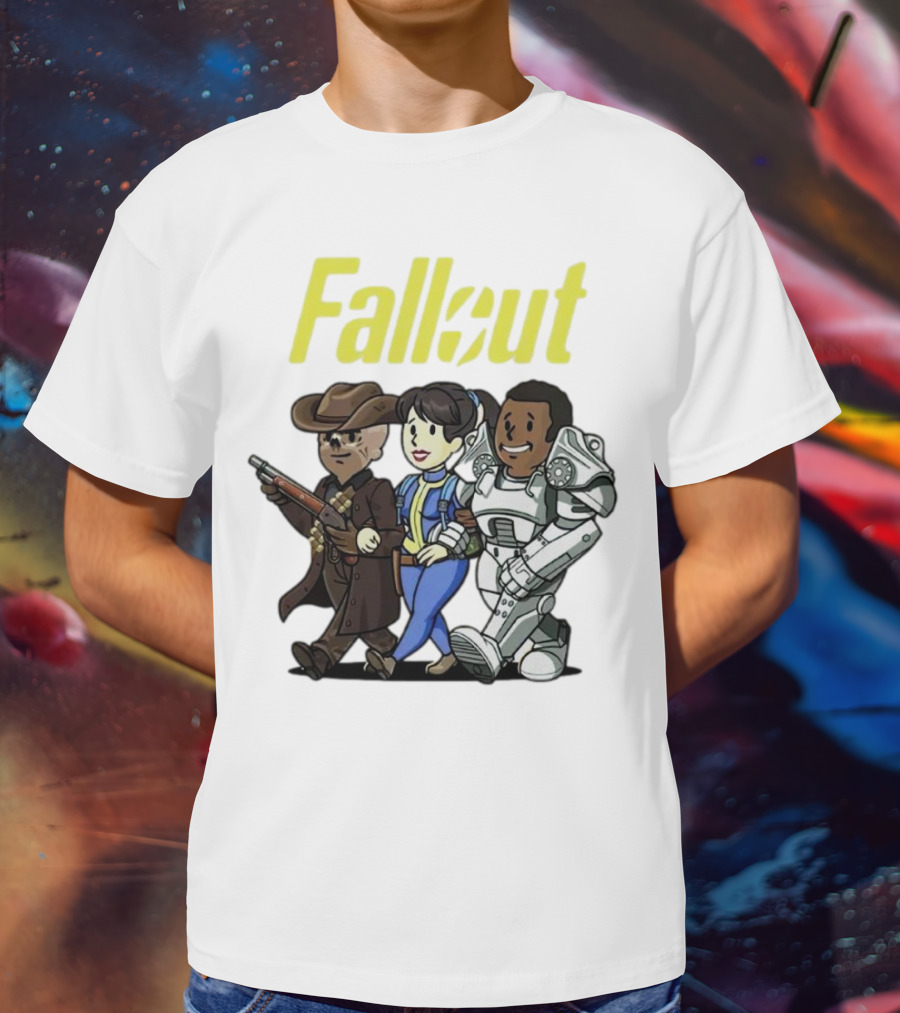 Fallout Cartoon Trio Vault Dweller Adventurers T-Shirt