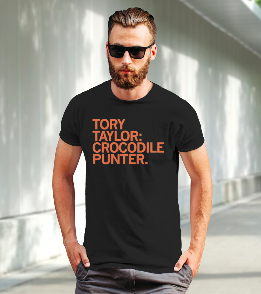Tory Taylor Crocodile Punter Football Sports Fan Black T-Shirt
