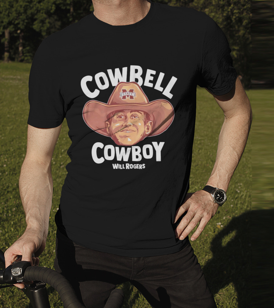 Cowbell Cowboy Will Rogers Mississippi State Bulldogs T-Shirt