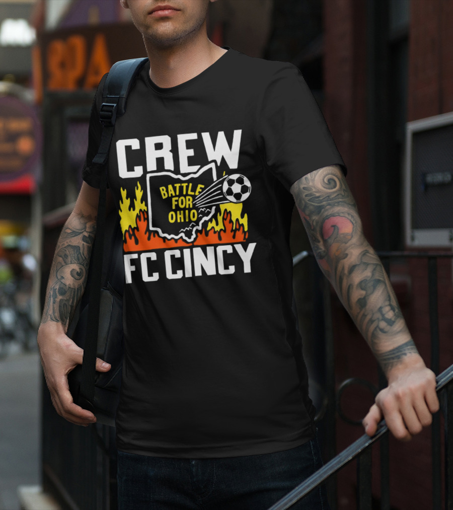 CREW Battle For Ohio FC Cincy Soccer Rivalry Flame Soccer Ball T-Shirt