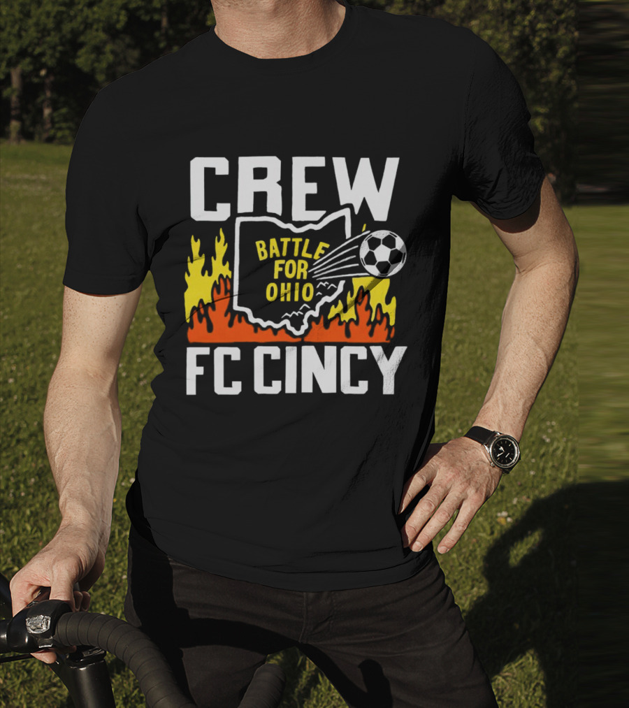 CREW Battle For Ohio FC Cincy Soccer Rivalry Flame Soccer Ball T-Shirt